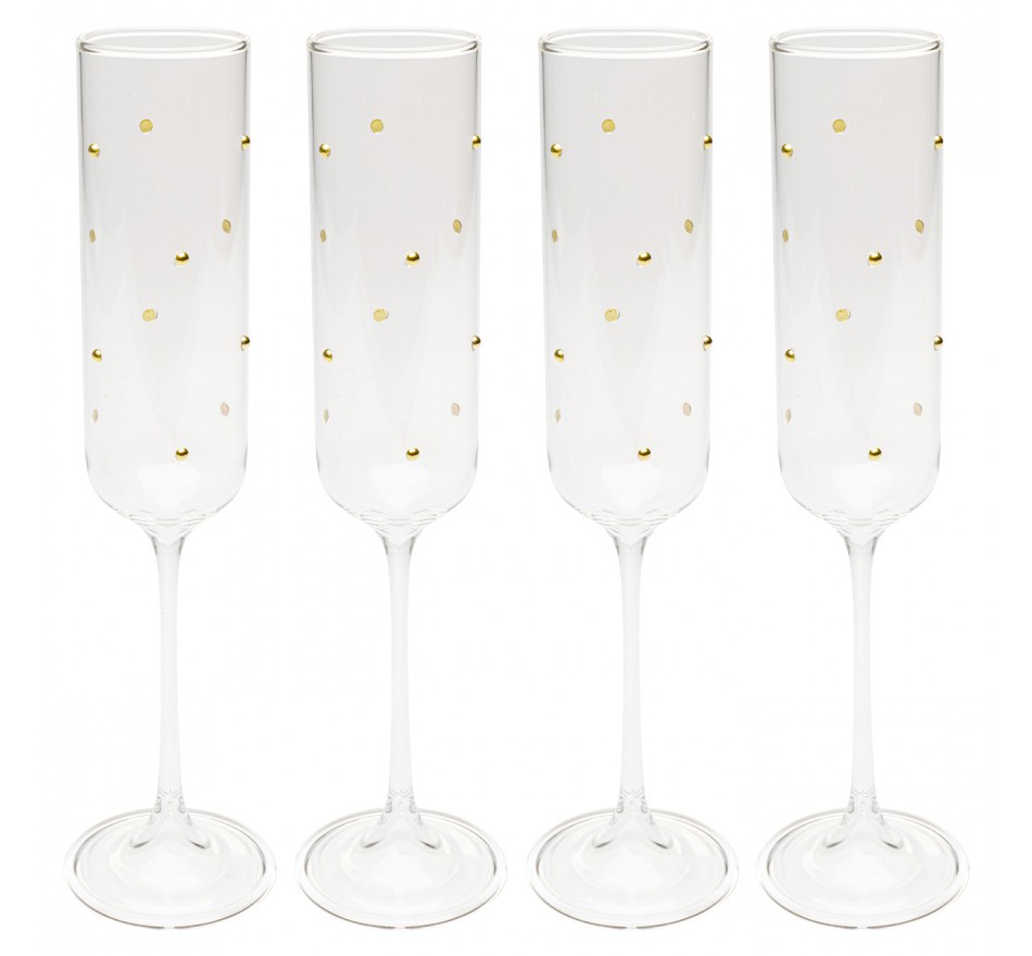 Champagne Glass Glam Dots gold (4/set) Kare Design