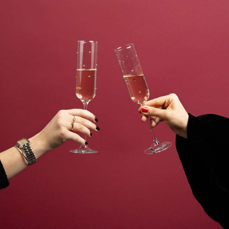 Champagne Glass Glam Dots gold (4/set) Kare Design