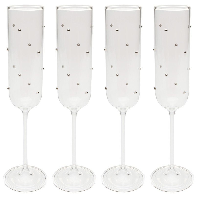 Flûtes à champagne à pois argentés en relief - Glam Dots - Kare Design