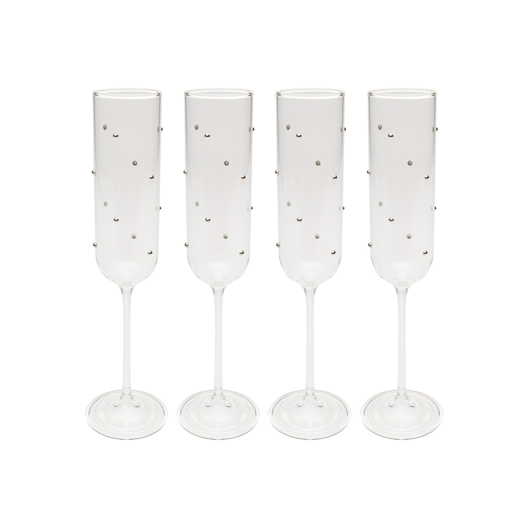 Flûtes à champagne Glam Dots argentées set de 4 Kare Design