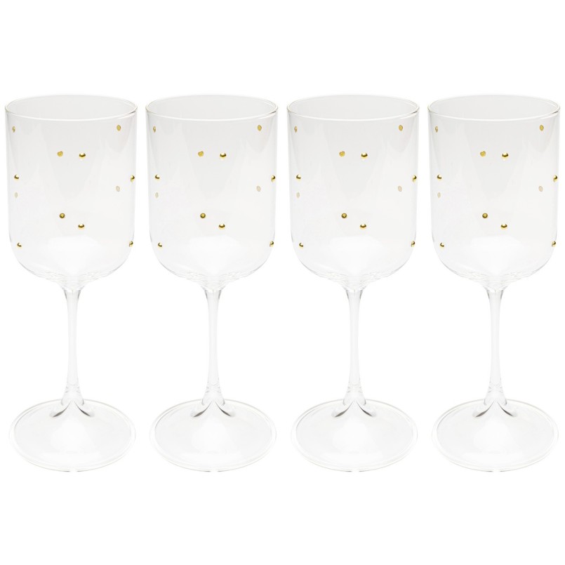 Wine Glass Glam Dots gold (4/set) Kare Design