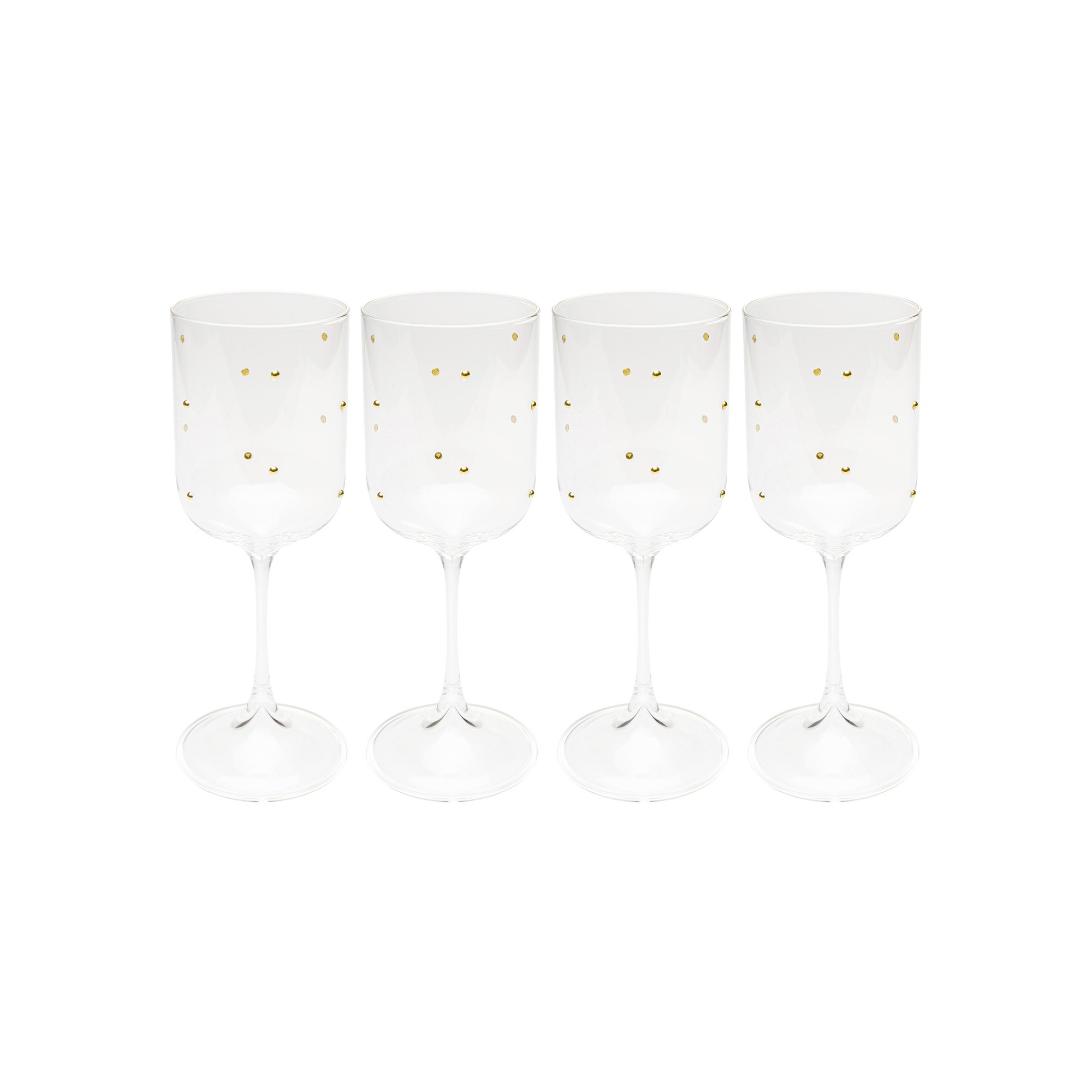 Verres à vin Glam Dots dorés set de 4 Kare Design