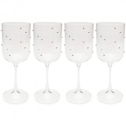 Wine Glass Glam Dots silver (4/set) Kare Design