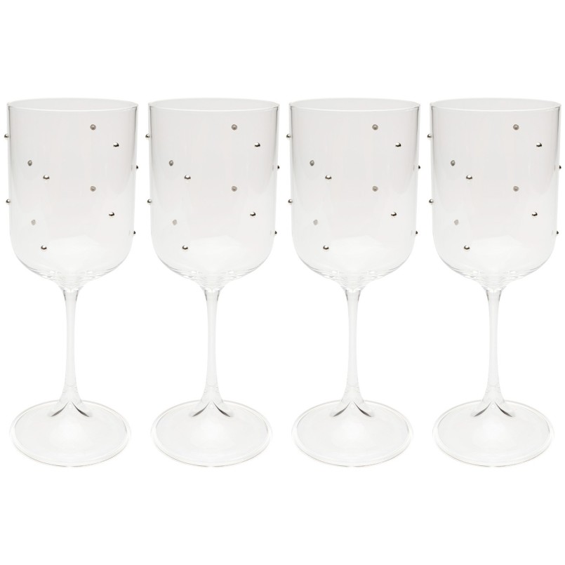 Verres à vin à pois argentés en relief - Glam Dots - Kare Design