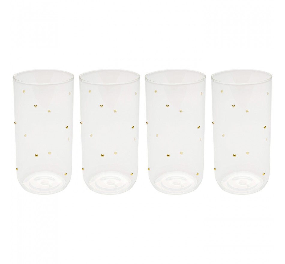 Verres hauts Glam Dots dorés set de 4 Kare Design