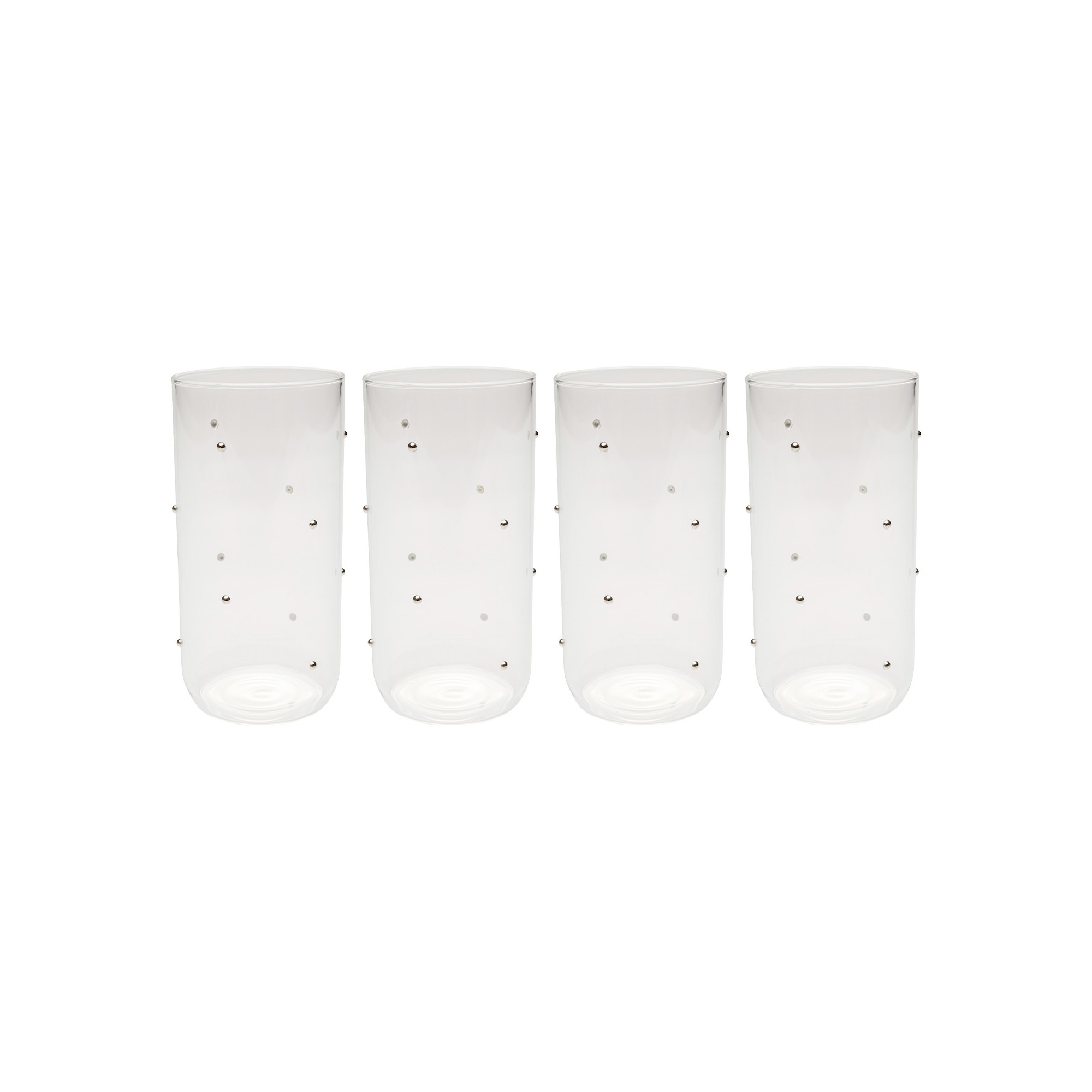 Verres hauts Glam Dots argentés set de 4 Kare Design