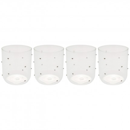 Verres à eau Glam Dots argentés set de 4 Kare Design