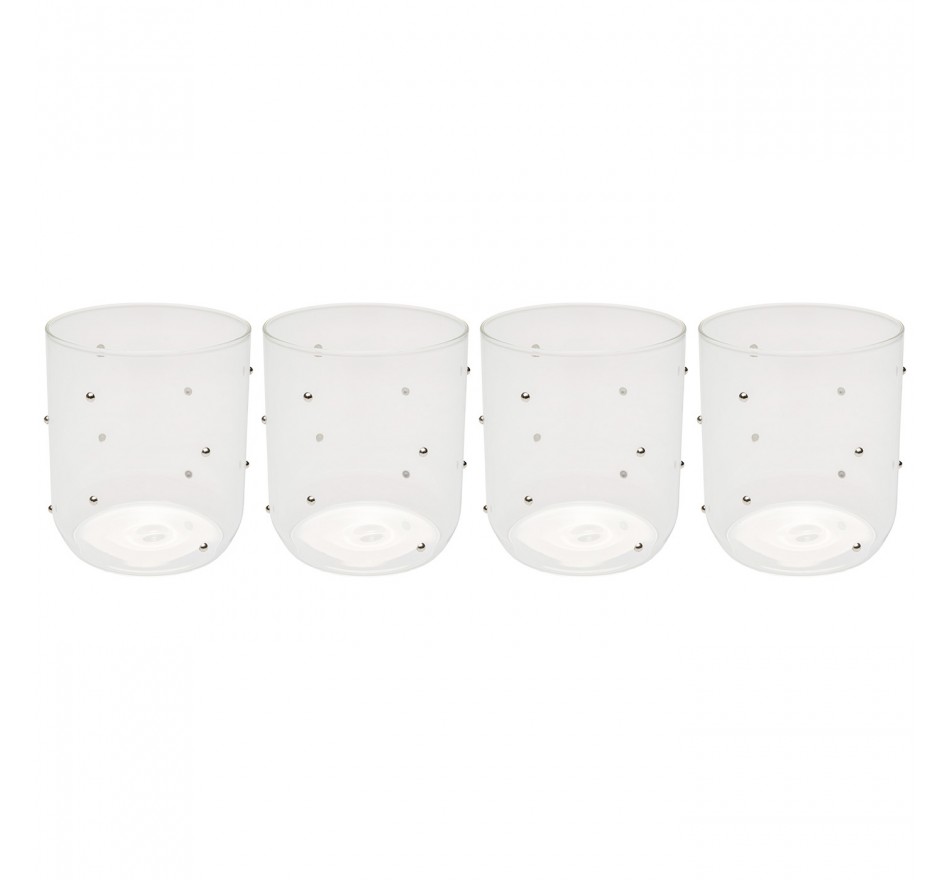 Water Glass Glam Dots silver (4/set) Kare Design