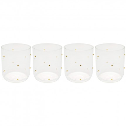 Verres à eau Glam Dots dorés set de 4 Kare Design