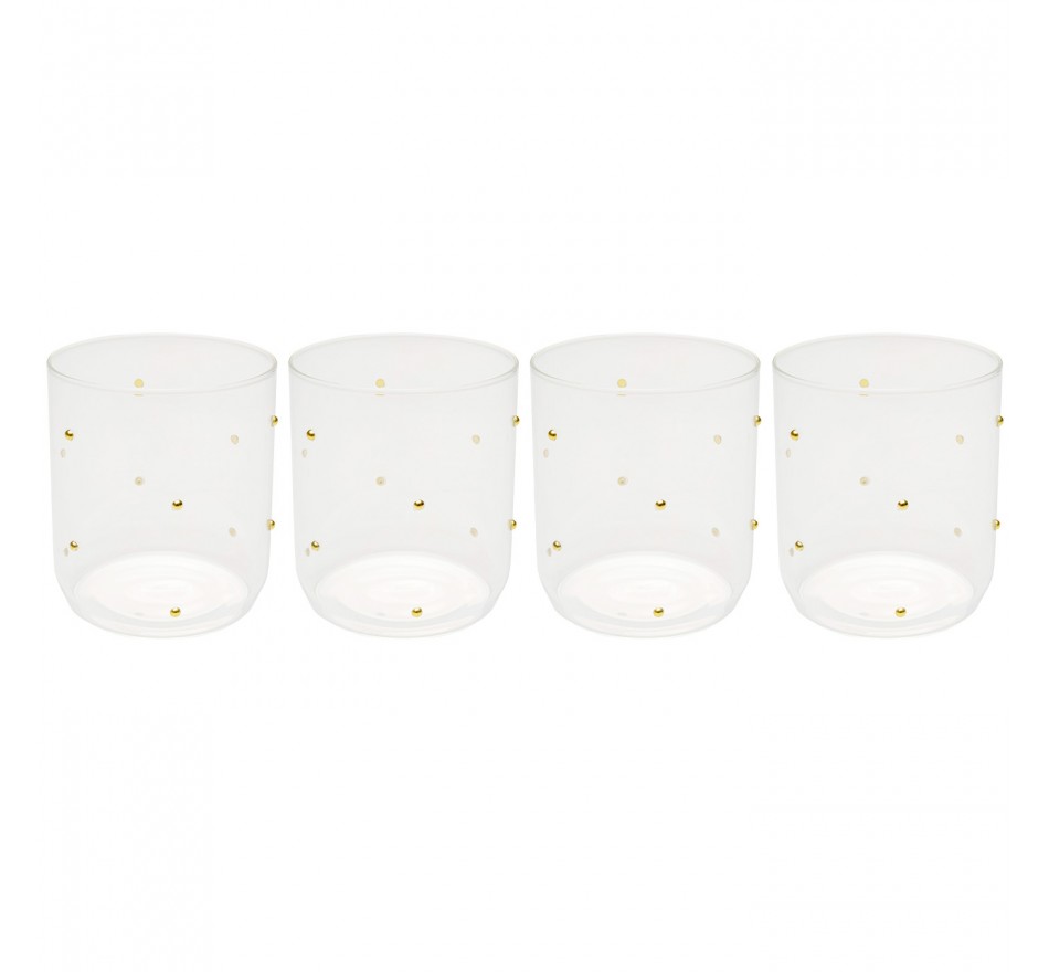 Water Glass Glam Dots gold (4/set) Kare Design