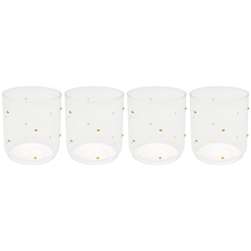 Water Glass Glam Dots gold (4/set) Kare Design
