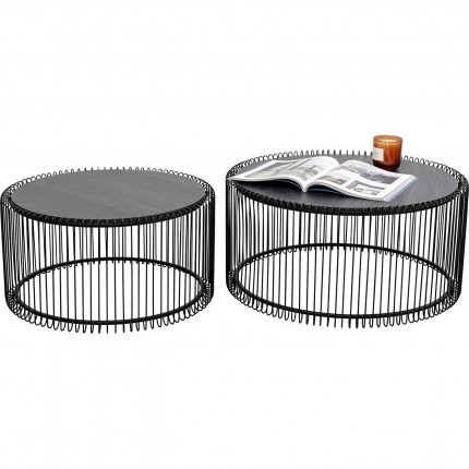 Tables basses Wire bois noir set de 2 Kare Design