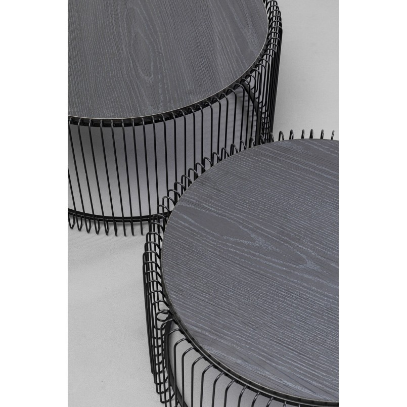 Table basse Wire noire bois (2/Set)
