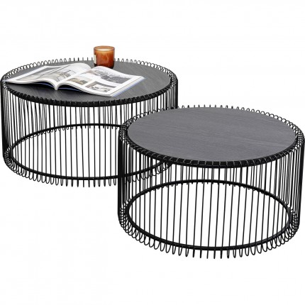 Tables basses Wire bois noir set de 2 Kare Design