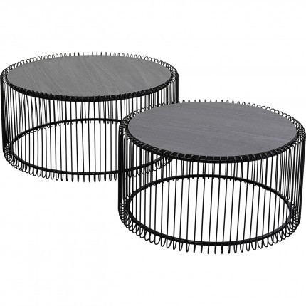 Tables basses Wire bois noir set de 2 Kare Design