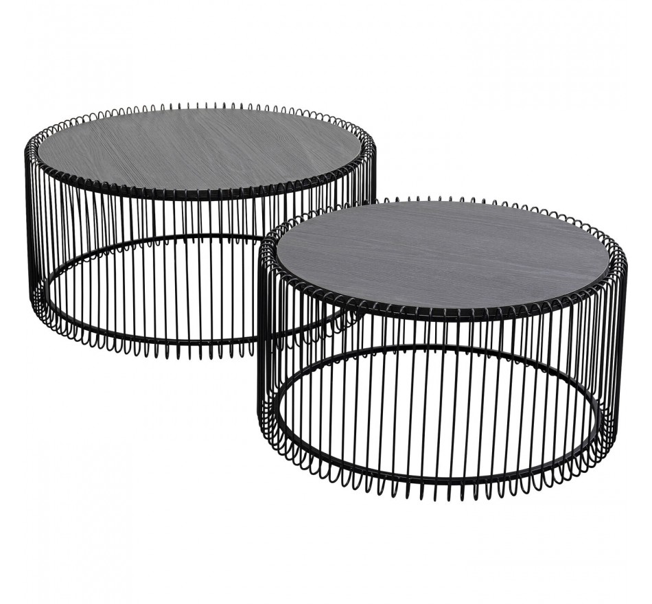 Coffee Table Wire black wood (2/Set) Kare Design
