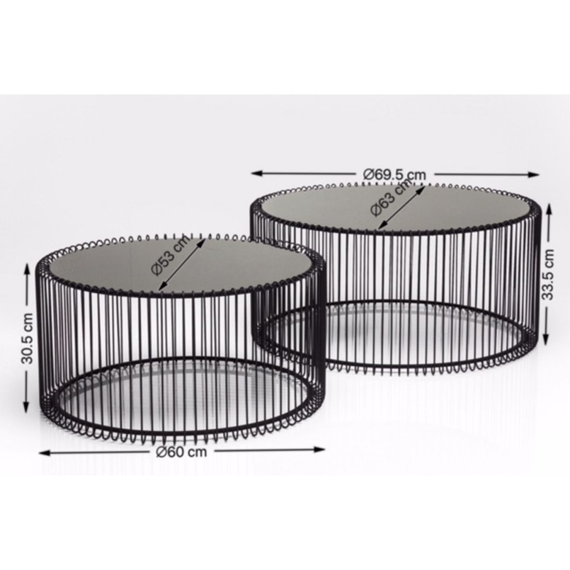 Coffee Table Wire black wood (2/Set) Kare Design