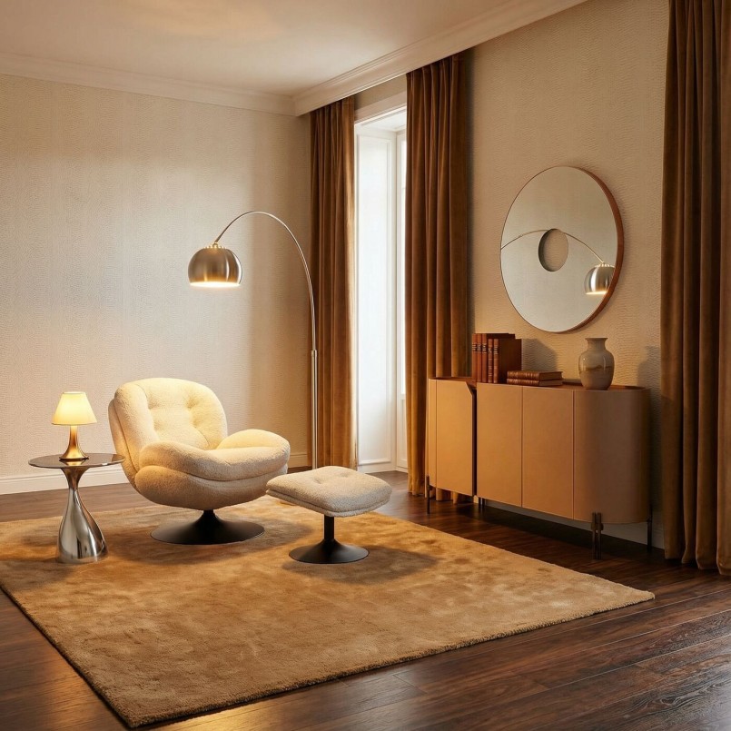 Fauteuil pivotant avec repose-pieds blancs - Standford - Kare Design