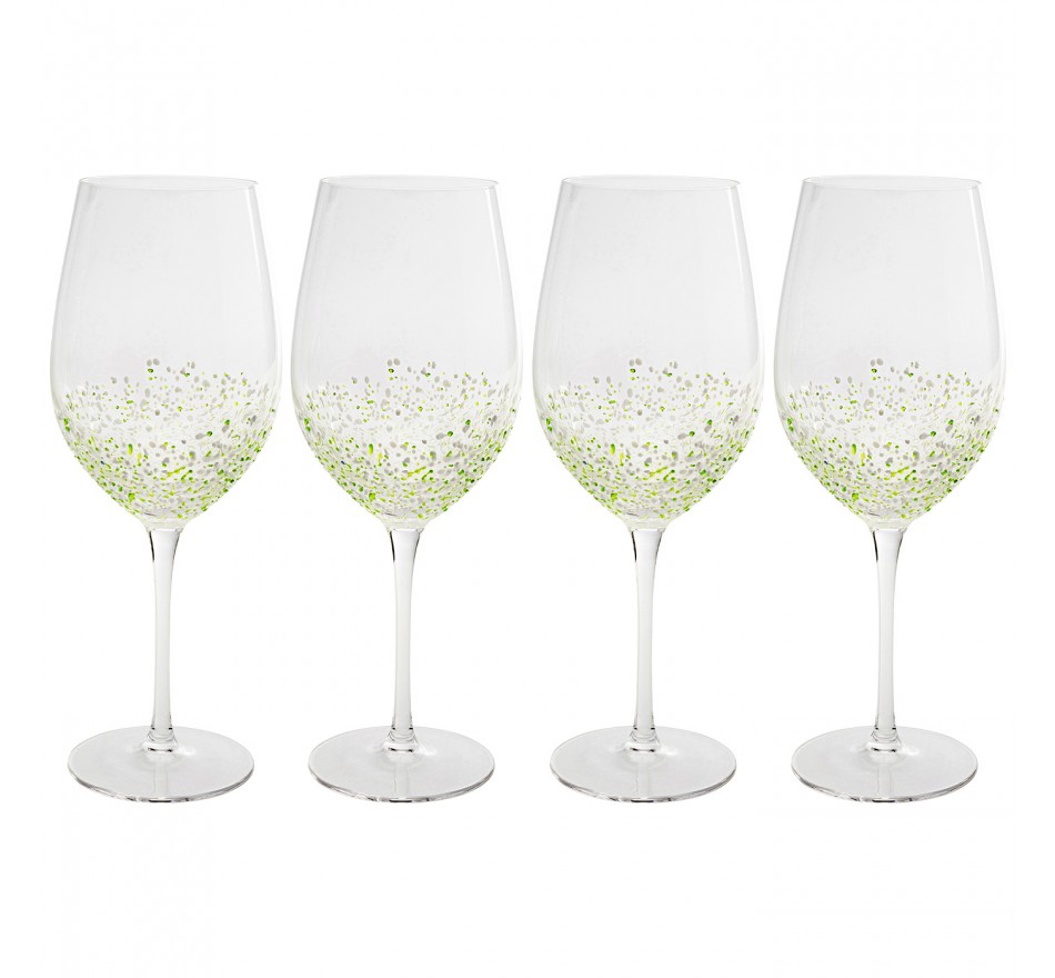 Verres à vin Confetti verts set de 4 Kare Design