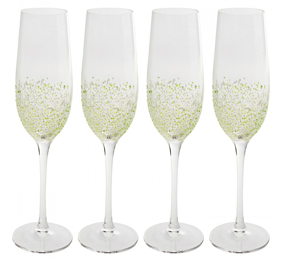 Flûtes à champagne Confetti vertes set de 4 Kare Design