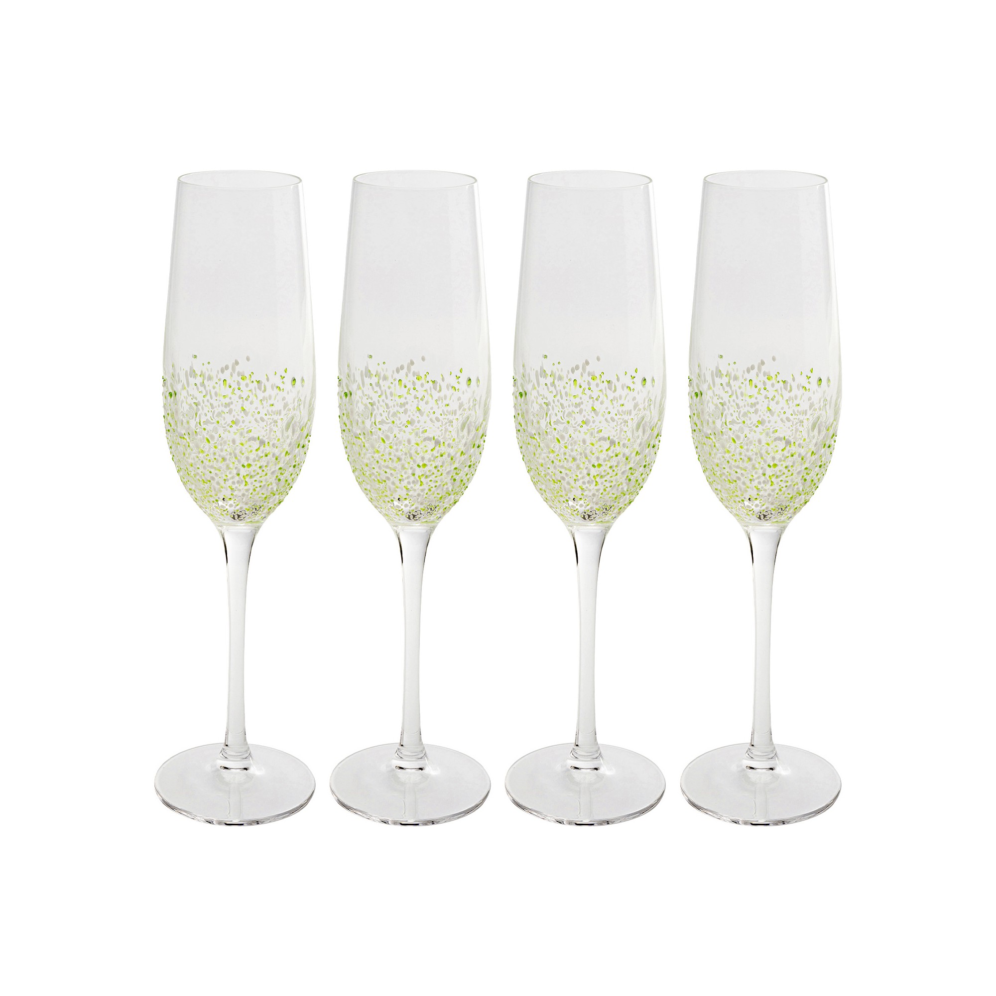 Flûtes à champagne Confetti vertes set de 4 Kare Design