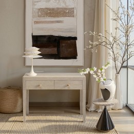 Console deux tiroirs en marbre minéral - Travertino - Kare Design