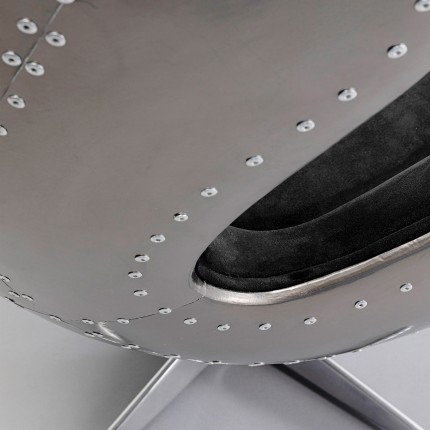 Fauteuil pivotant Lounge noir et gris rivets Kare Design