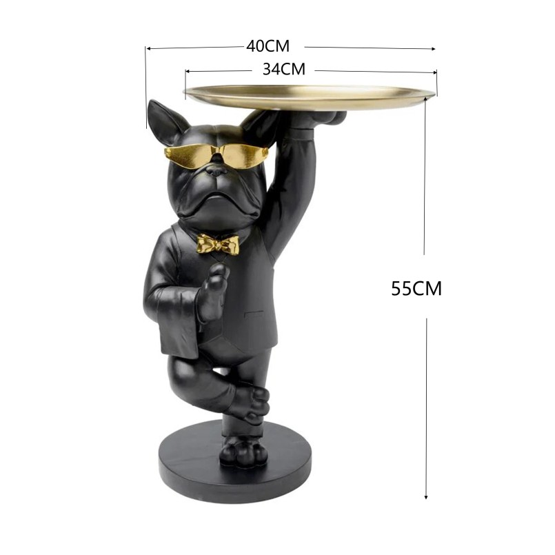 Table d'appoint majordome bouledogue noir et doré - Kare Design