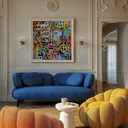 Framed Picture face graffiti 80x80cm Kare Design