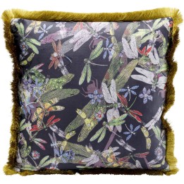Coussin libellules noir - Tropical Garden - Kare Design