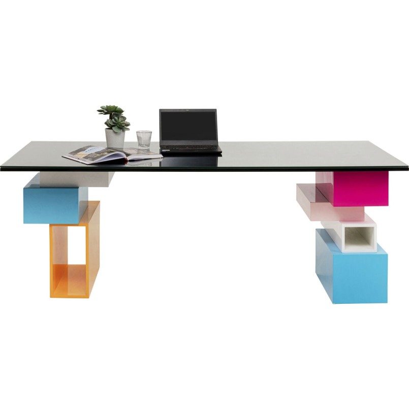 Bureau Pixel avec plateau verre 200x90cm