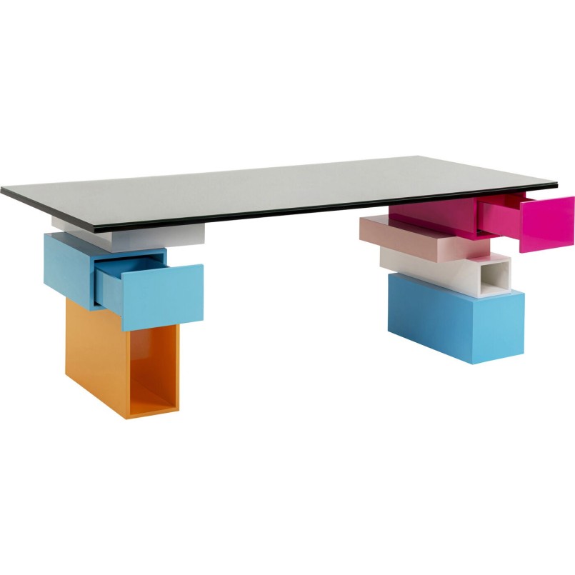 Bureau Pixel avec plateau verre 200x90cm