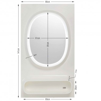 Miroir Aero LED 141x80cm vert Kare Design