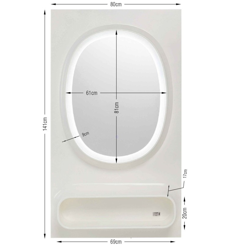 Miroir mural Aero LED vert 80x141cm