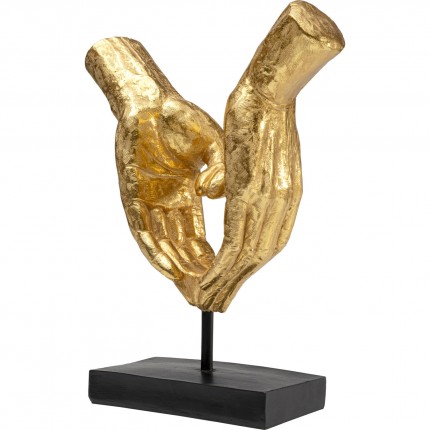 Déco mains coeur dorée sur pied 33cm Kare Design