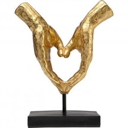 Déco mains coeur dorée sur pied 33cm Kare Design