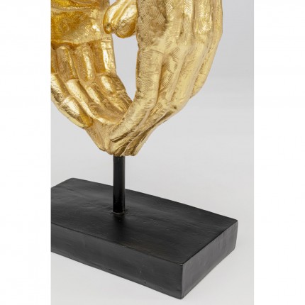 Déco mains coeur dorée sur pied 33cm Kare Design