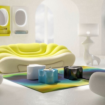 Table basse Lotus 35cm bleue Kare Design