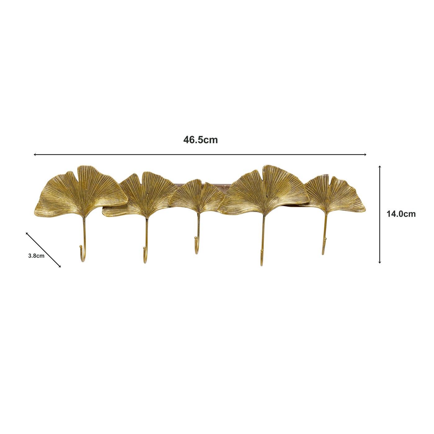 Portemanteau mural feuilles de ginkgo dorées Kare Design