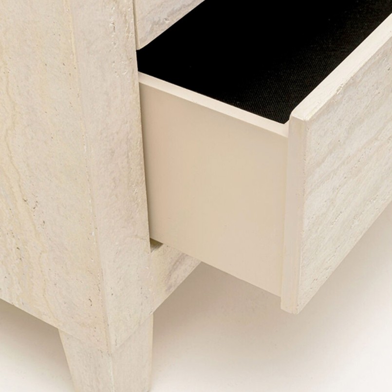 Chevet 2 tiroirs en marbre minéral - Travertino - Kare Design