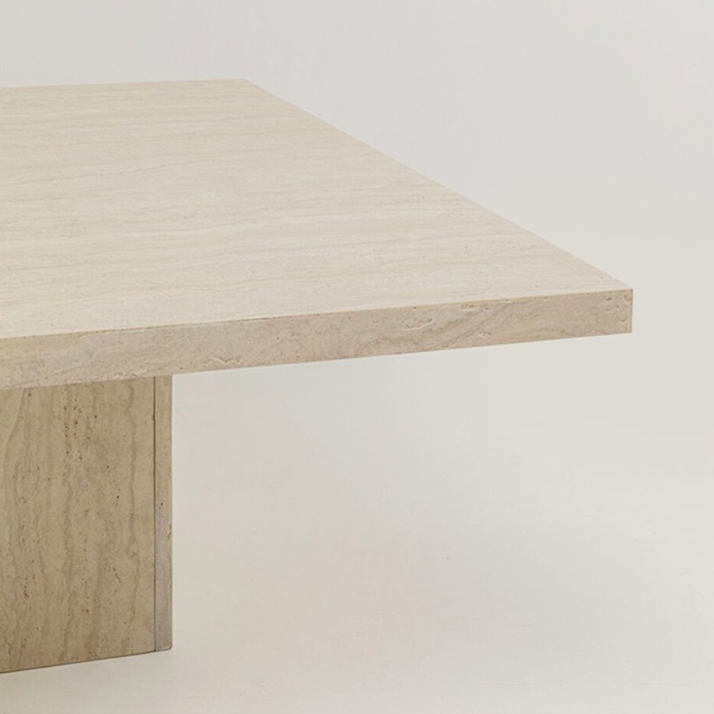 Table basse carrée en marbre minéral - Travertino - Kare Design