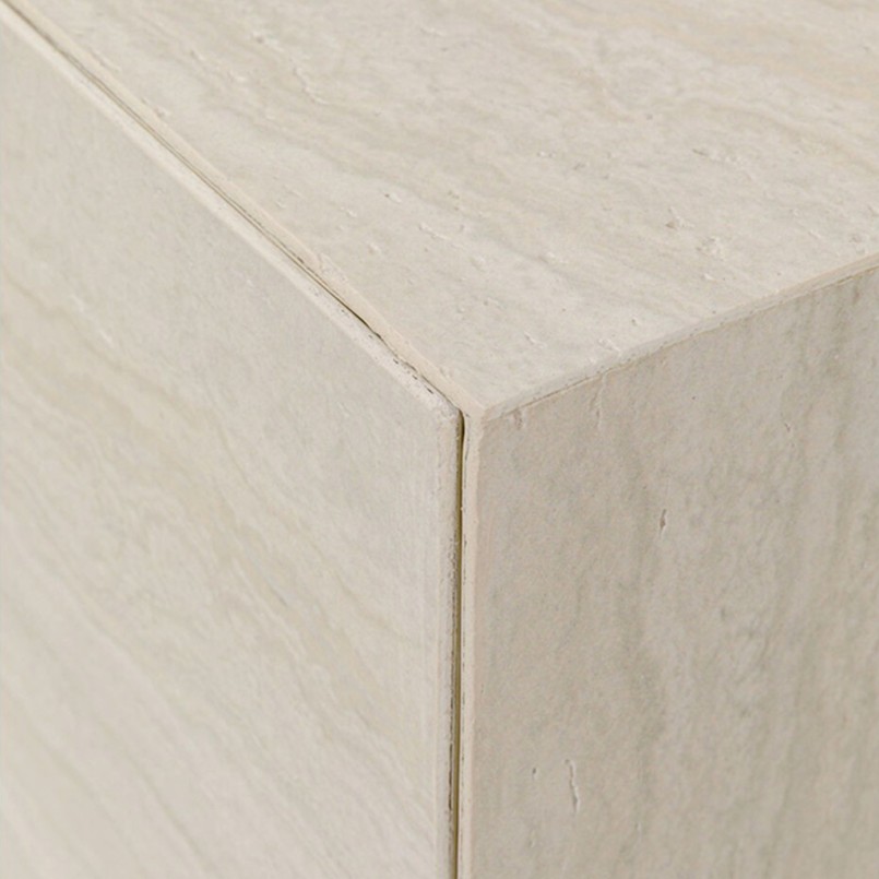 Chevet 1 tiroir en marbre minéral - Travertino - Kare Design