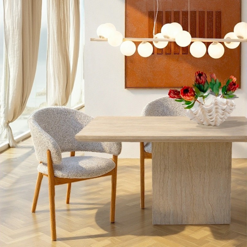 Table à manger en marbre minéral - Travertino - Kare Design