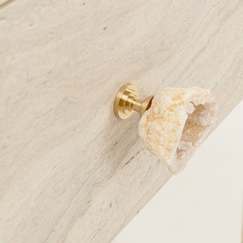 Console deux tiroirs en marbre minéral - Travertino - Kare Design