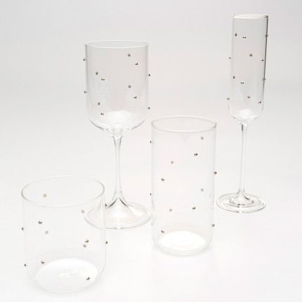 High Water Glass Glam Dots silver (4/set) Kare Design