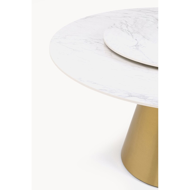 Table Lucia Ø135cm white and gold Kare Design
