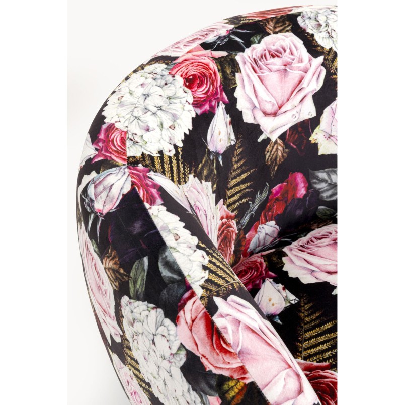 Fauteuil pivotant noir fleurs roses - Kare Design