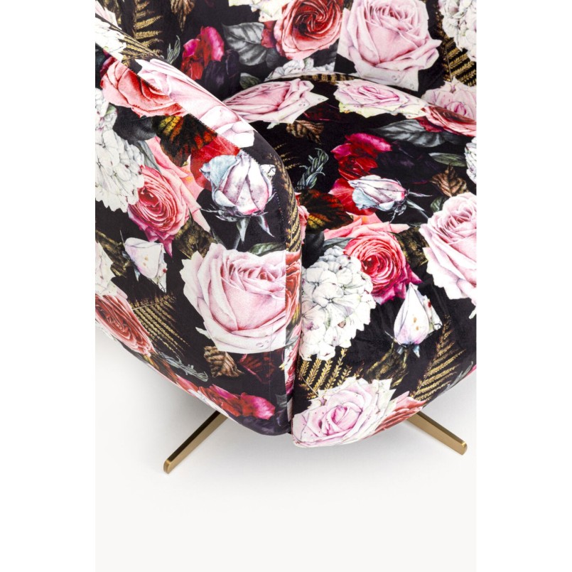 Fauteuil pivotant noir fleurs roses - Kare Design