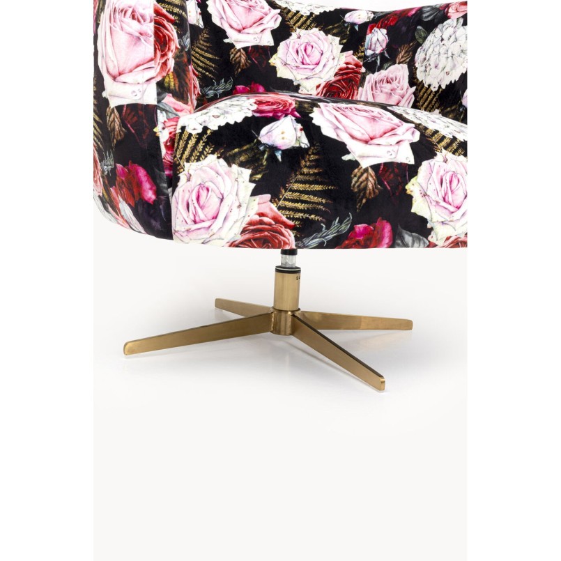 Fauteuil pivotant noir fleurs roses - Kare Design