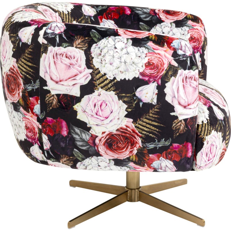Fauteuil pivotant noir fleurs roses - Kare Design